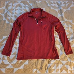 REEBOK Men's Red Polyester / Spandex 1/4 Zip Reflective Athletic Sweater Size M